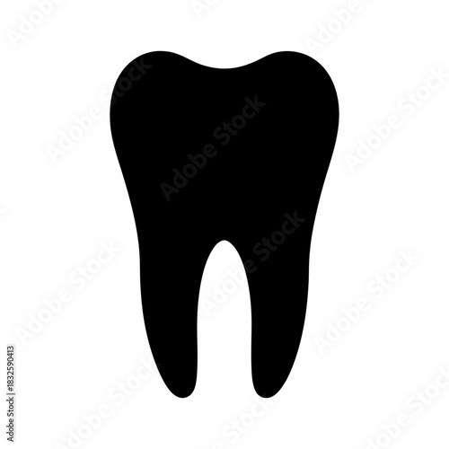 A single black tooth isolated on white background for dentistry purposes