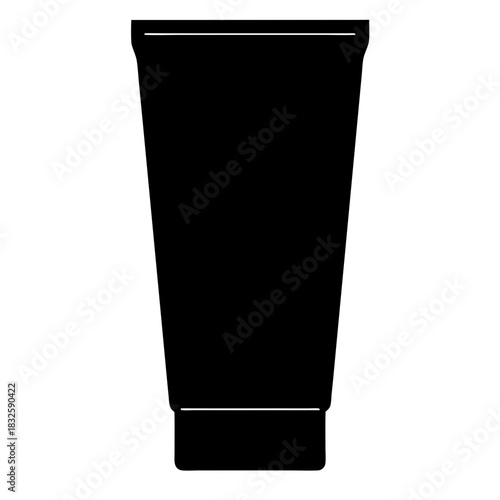 Black and white silhouette of a cream tube package container mockup