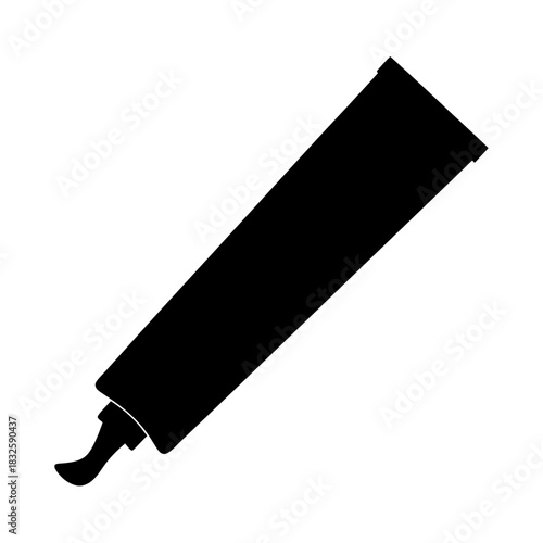 Silhouette illustration of a squeeze tube dispensing toothpaste, glue, or cosmetics