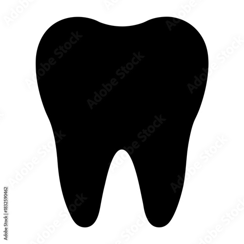 Simple black and white illustration of a human molar tooth shape
