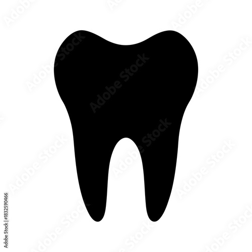 Simplified black silhouette of a molar tooth on a white background