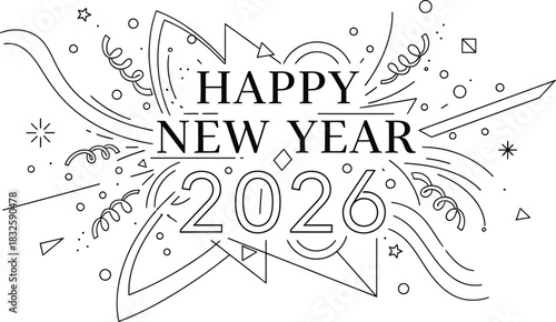 Happy new year 2026 celebration holiday party festive greeting card design