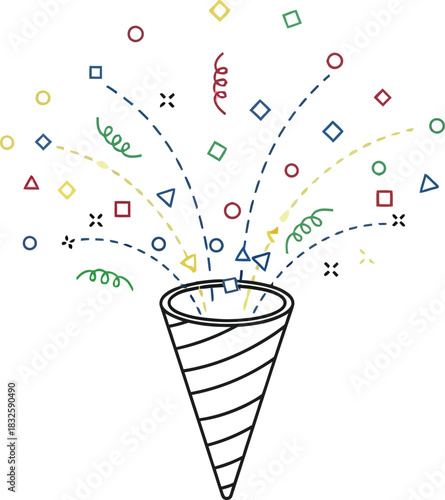 Party popper confetti celebration event festive fun surprise birthday holiday