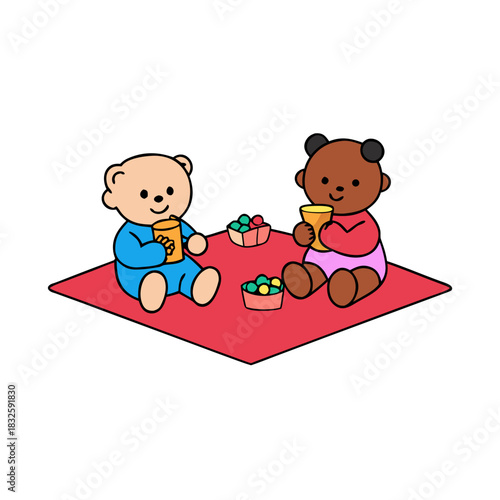 girl and boy with teddy bear