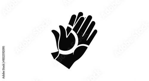 Stylized open hands forming a symbol of connection and support against a clean background