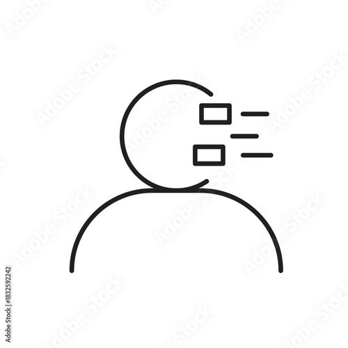 A vector icon representing user privacy with abstract data blocks and a human figure, created in line style with editable stroke