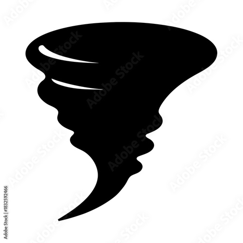 Black silhouette illustration of a tornado or twister weather phenomenon