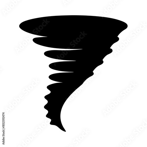 Dramatic Black Tornado Silhouette Against a White Background Portraying Nature's Fury