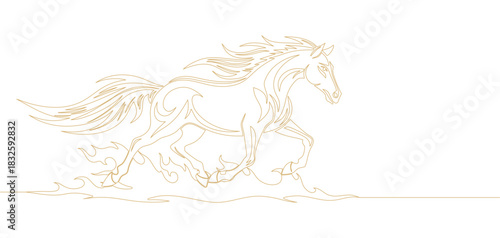 horse with line art style on white background