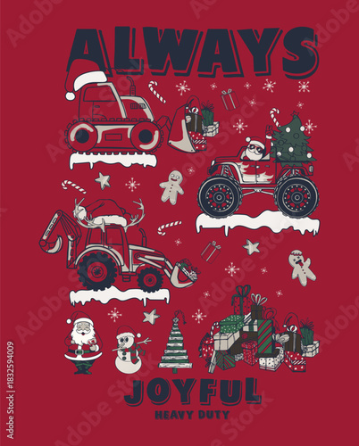 Retro car vector illustration in a vintage Christmas card style with a seamless retro pattern and classic travel design