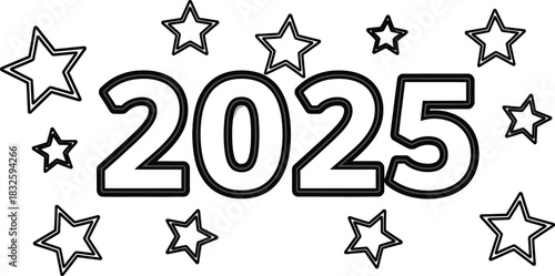 2025 new year stars celebration holiday future event date calendar design