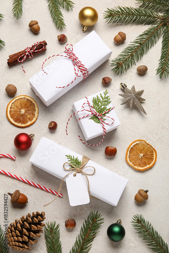 Christmas gifts on light ba...