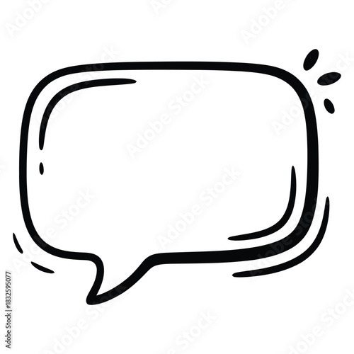 Hand drawn doodle speech bubble outline icon for comic book design element or message communication concept