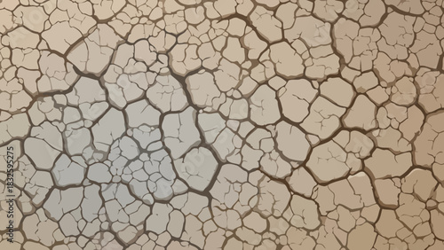 Close-up of cracked earth revealing a network of lines and textures, a symbol of drought