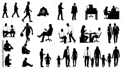 Silhouettes of People Engaged in Various Activities