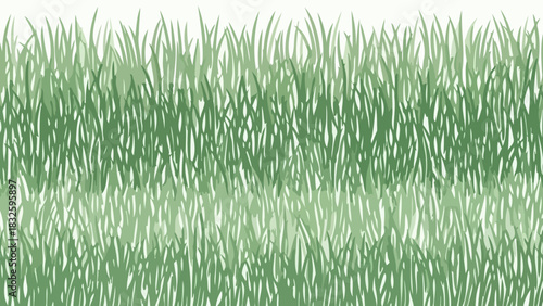 A stylized illustration of a fresh green grass field, representing a natural lawn texture and springtime concept on a white background
