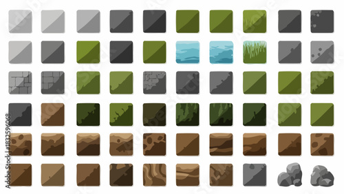 Tile Texture Set for Game Development Square Design