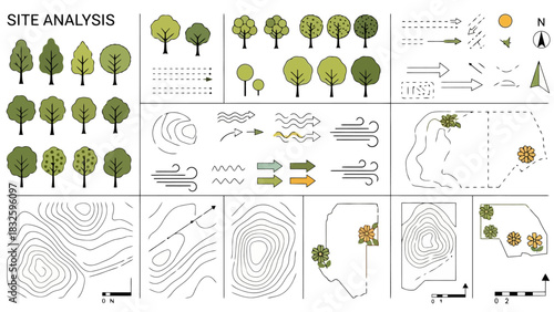 Detailed Site Analysis Vector Graphics for Landscape Design