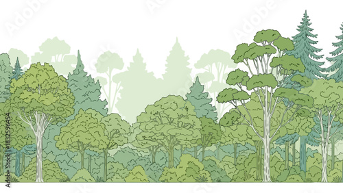Forest Illustration A Detailed Look at Trees, Foliage, and Natural Environments for Design