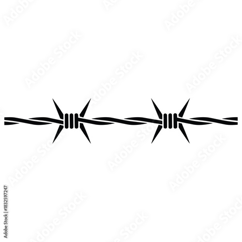 Barbed wire silhouette sharp metal fence element danger security concept vector illustration of a wire with spikes farm protection