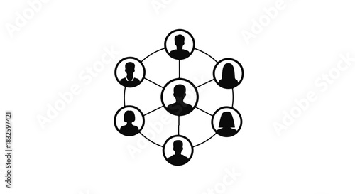Connected people network social media concept with silhouettes and lines on white background