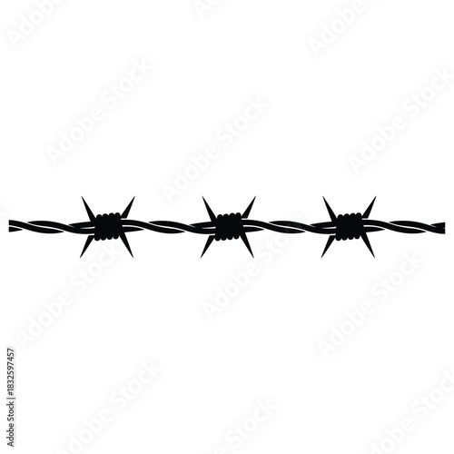 A barbed wire illustration, featuring sharp spikes and a dark silhouette against a clean backdrop, ideal for security or danger themes
