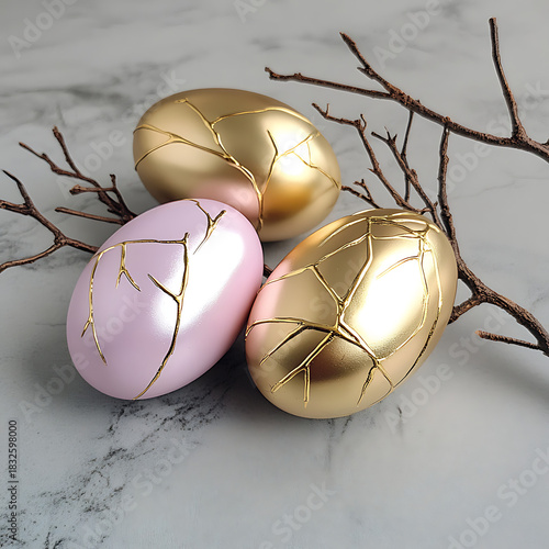 Easter egg decorating home artistic display contemporary close-up view festive creativity