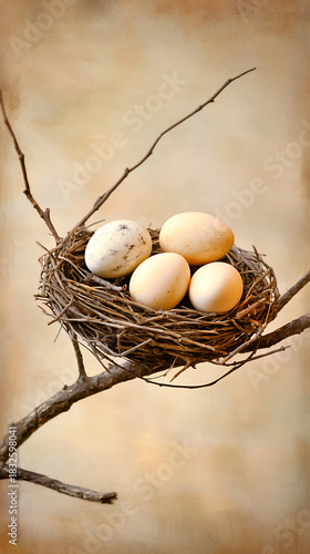 Nest with eggs nature scene close-up photography tranquil environment serene viewpoint wildlife concept