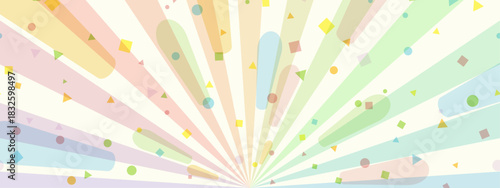上向きのカラフルな放射と紙吹雪の背景