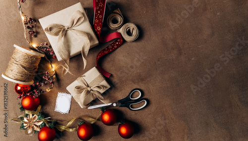 Wallpaper Mural Banner flat lay. Preparation for a holiday season. Boxing Day concept. Torontodigital.ca