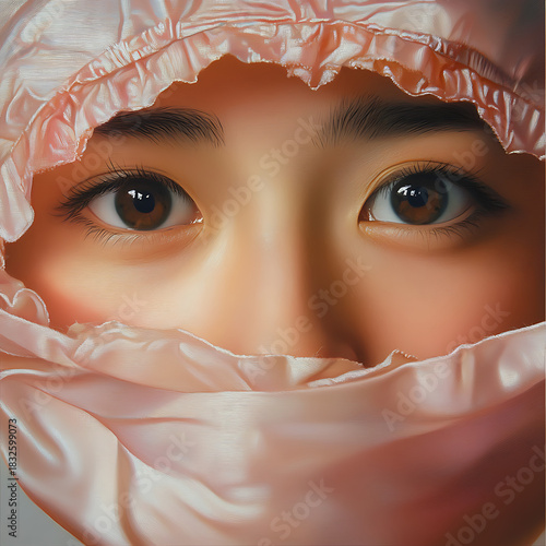 Captivating portrait of a young woman in protective gear studio setting close-up shot emotional expression