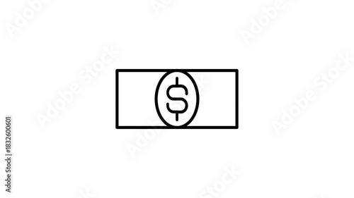 Black and white outline illustration of a dollar sign, symbolizing currency and financial concepts.