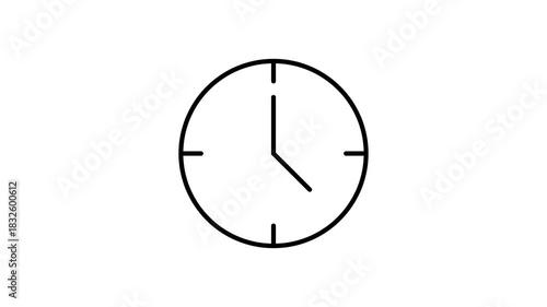 Black and white clock icon displayed on a solid black background.