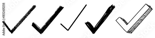 Check Mark Handdrawn Different Style Vector Ideal for task lists, confirmation, validation, and completion graphics in a sketch style. Symbolizes approval, correctness, and simple choice.