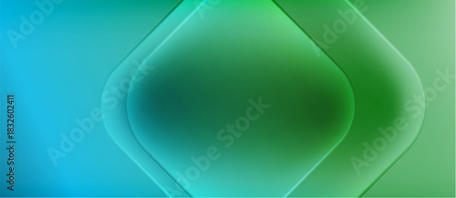 Abstract gradient background. Blue transitions to green, forming layered diamond shapes. Soft glow creates depth, modern aesthetic.