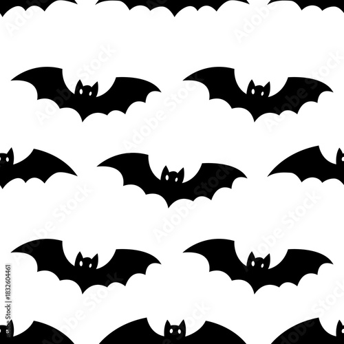 Seamless Night Pattern Featuring Spooky Bat Silhouettes