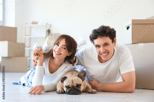 Young couple with French bu...