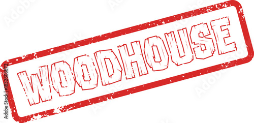 Classic woodhouse word mark displayed with a distressed vintage rubber stamp appearance