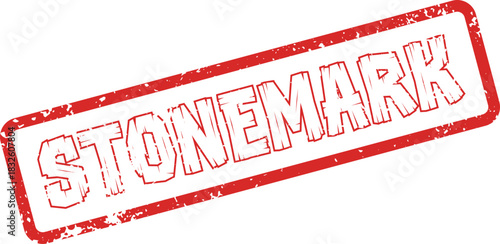 STONEMARK Official Endorsement Red Grunge Rubber Stamp for Authenticity Guarantee