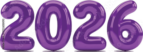 Two thousand twenty six 2026 year date future balloon purple celebration new happy