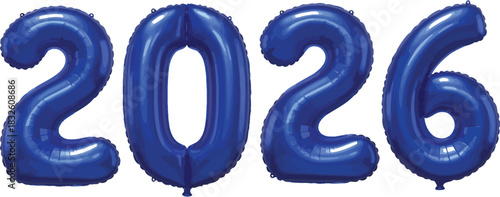 Two zero two six balloons blue metallic foil number celebration party new year