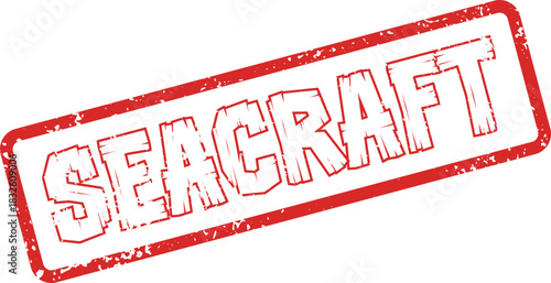 Vintage Style Red SEACRAFT Grunge Stamp Illustration for Nautical and Maritime Endeavors