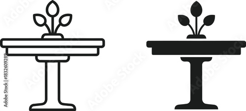 Two decorative pedestal designs in black ideal for projects on — Outline, silhouette, and on transparent background. EPS 10.