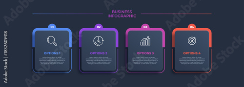 Modern business infographic with four colorful options