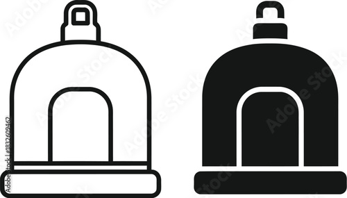 Two cloche icons and filled perfect for design on — Outline, silhouette, and on transparent background. EPS 10.