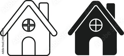 Two house icons d and filled perfect for design projects on — Outline, silhouette, and on transparent background. EPS 10.