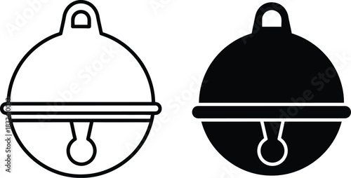 Simple bell icon in two variations on — Outline, silhouette, and on transparent background. EPS 10.
