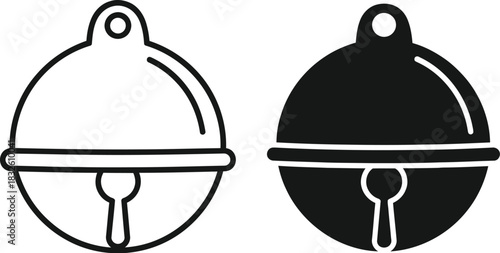 Two bell icons in and filled style on — Outline, silhouette, and on transparent background. EPS 10.