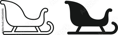 Two sleigh designs one d and one solid on — Outline, silhouette, and on transparent background. EPS 10.