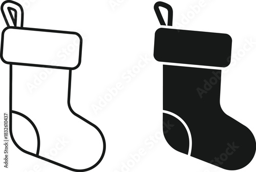 Two sleigh designs a line art and a filled version on — Outline, silhouette, and on transparent background. EPS 10.